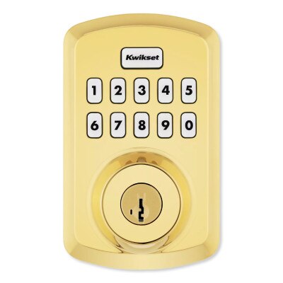 Kwikset Powerbolt 250 Transitional Keypad Electronic Lock, Lifetime Polished Brass